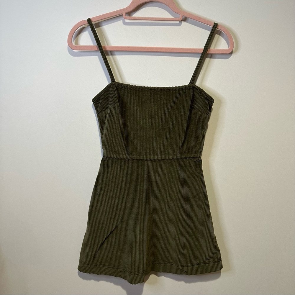 reformation green corduroy dress size 0